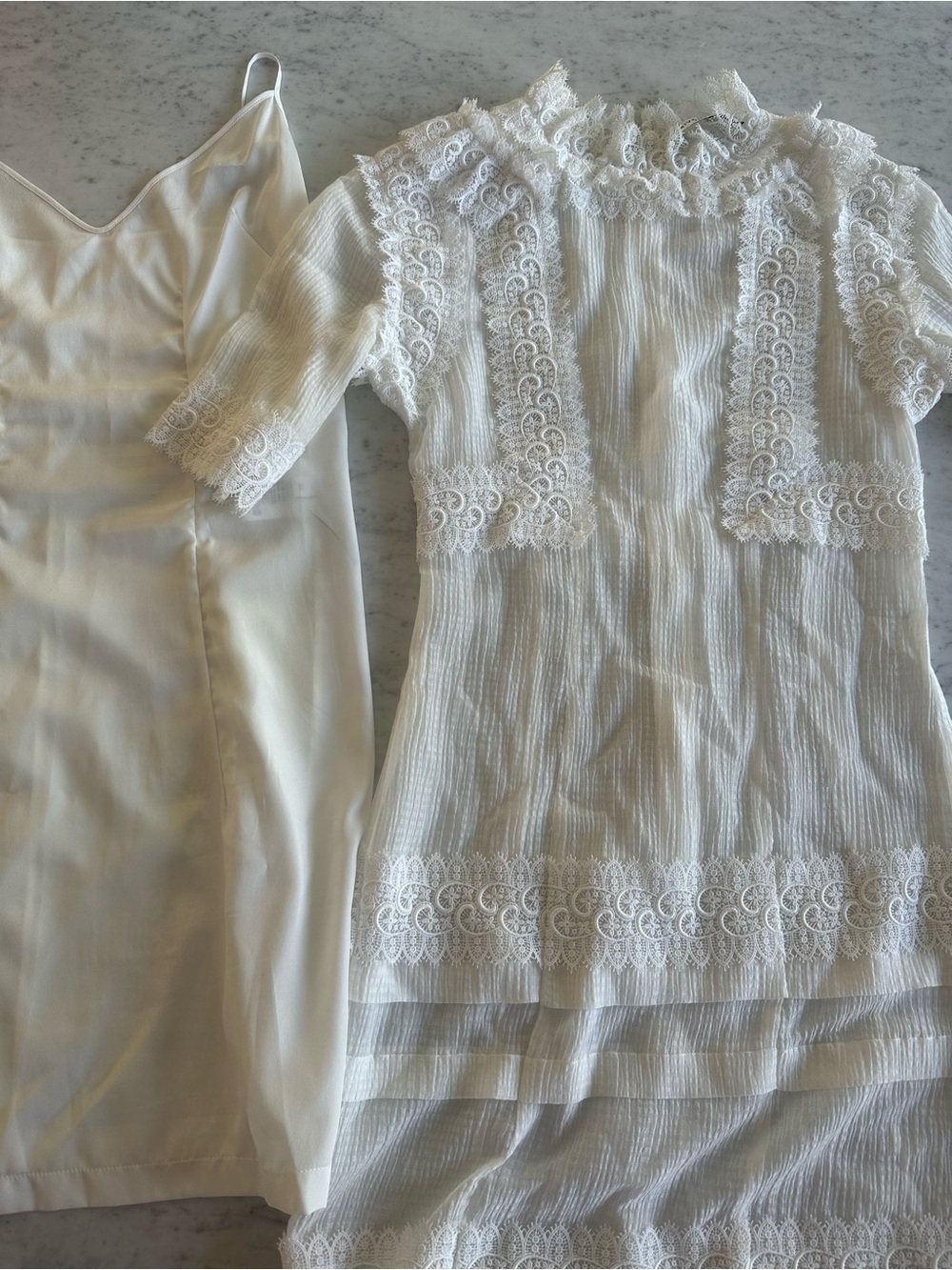 Givenchy vintage White Lace Overlay Dress with Slip